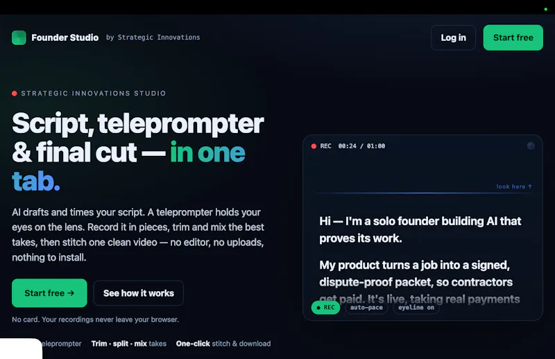 Teleprompter: In-browser video recording screenshot 1