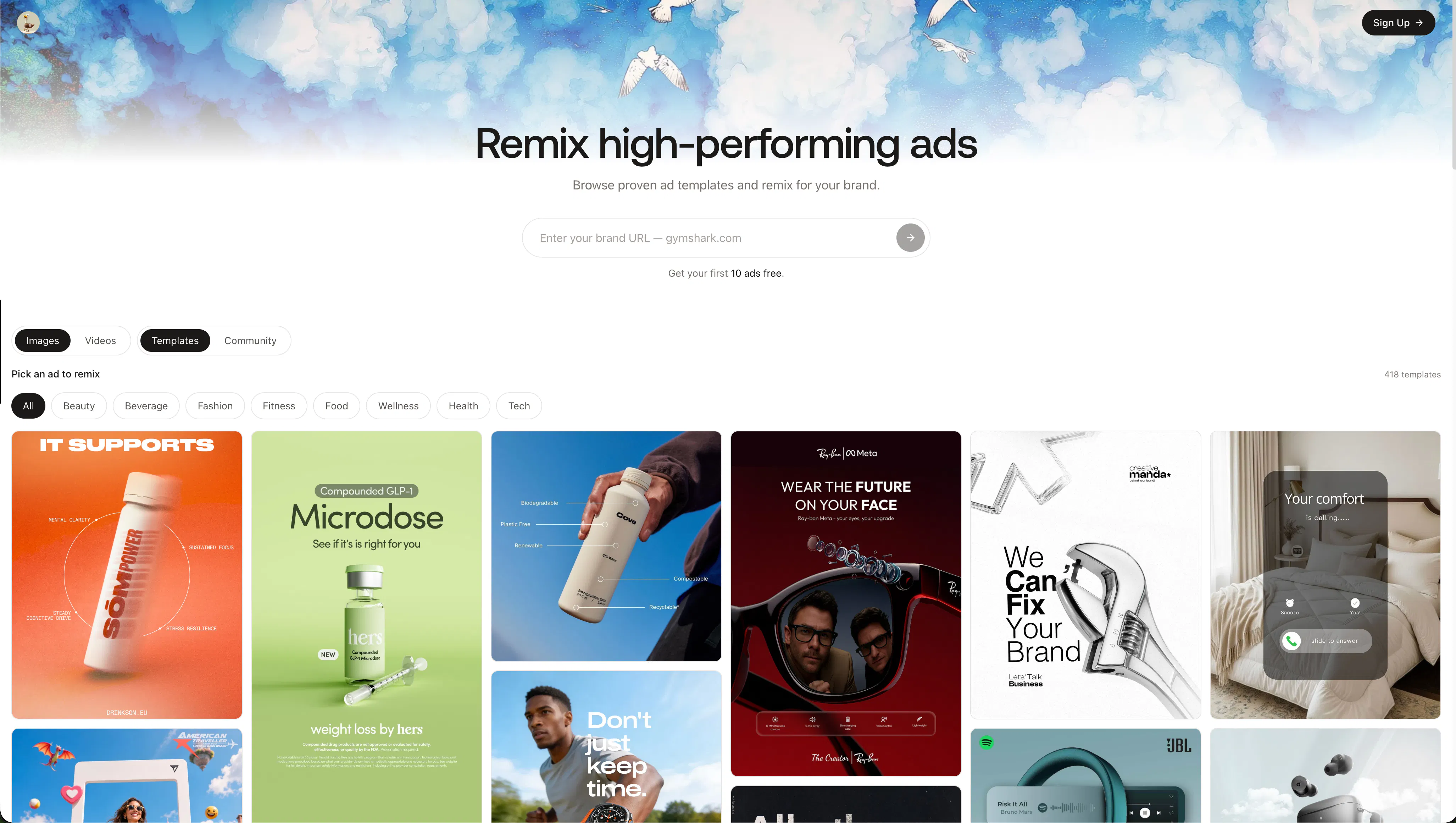 startuptile Goose Ad Remixer -Remix best performing Meta ads for your brand
