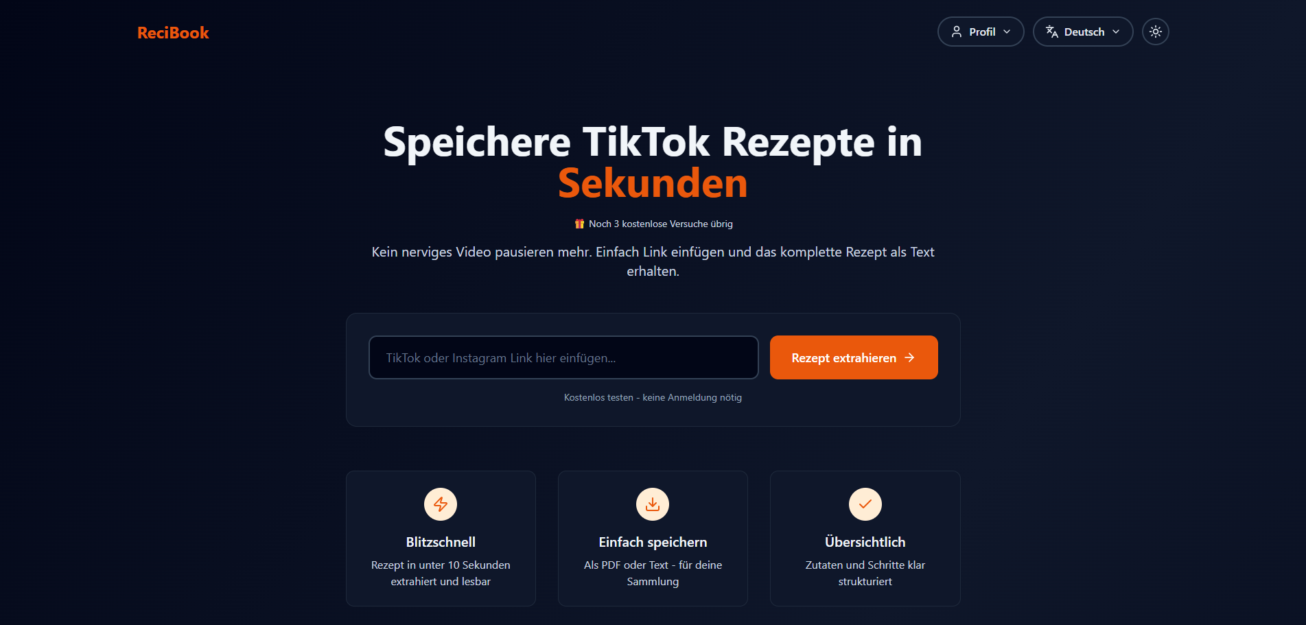 ReciBook - Main product screenshot demonstrating key features and user interface