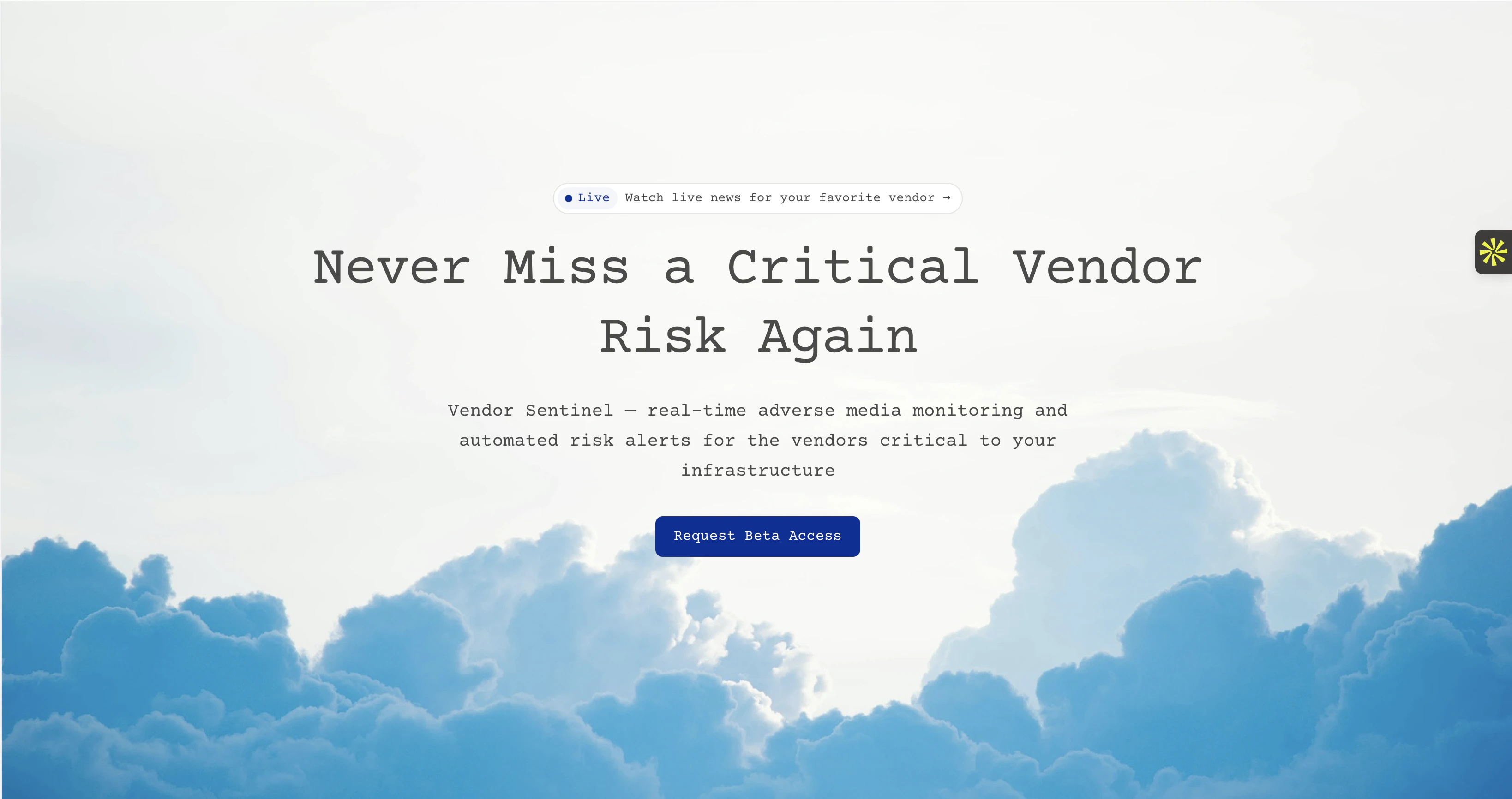 Vendor Sentinel - Early Warning System screenshot 1