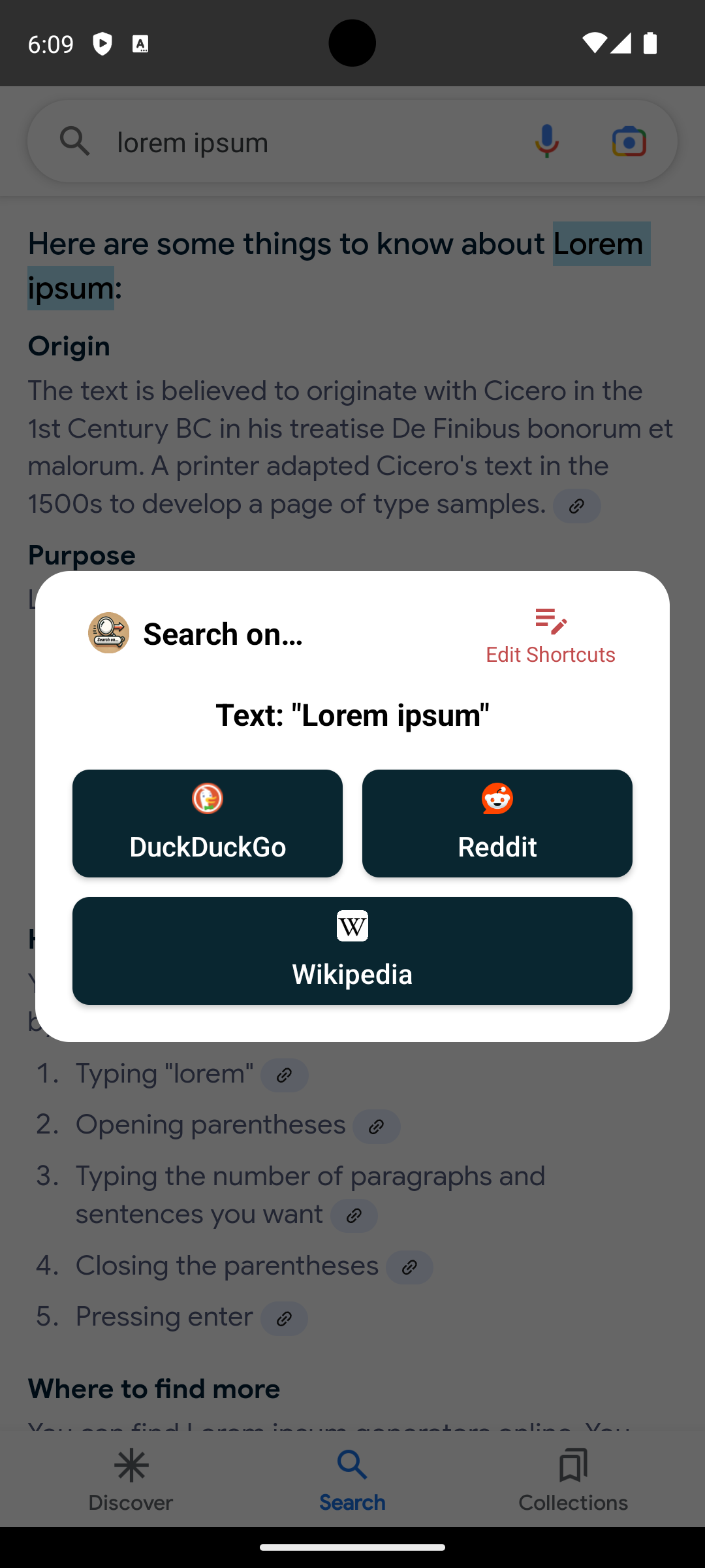 Média Rechercher - Sélectionnez pour rechercher - Application Android pour rechercher le texte sélectionné sur vos sites préférés 2
