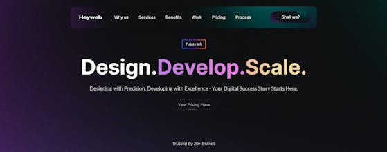 Logo della piattaforma Heyweb che rappresenta una soluzione web senza soluzione di continuità per startup e scale-up.