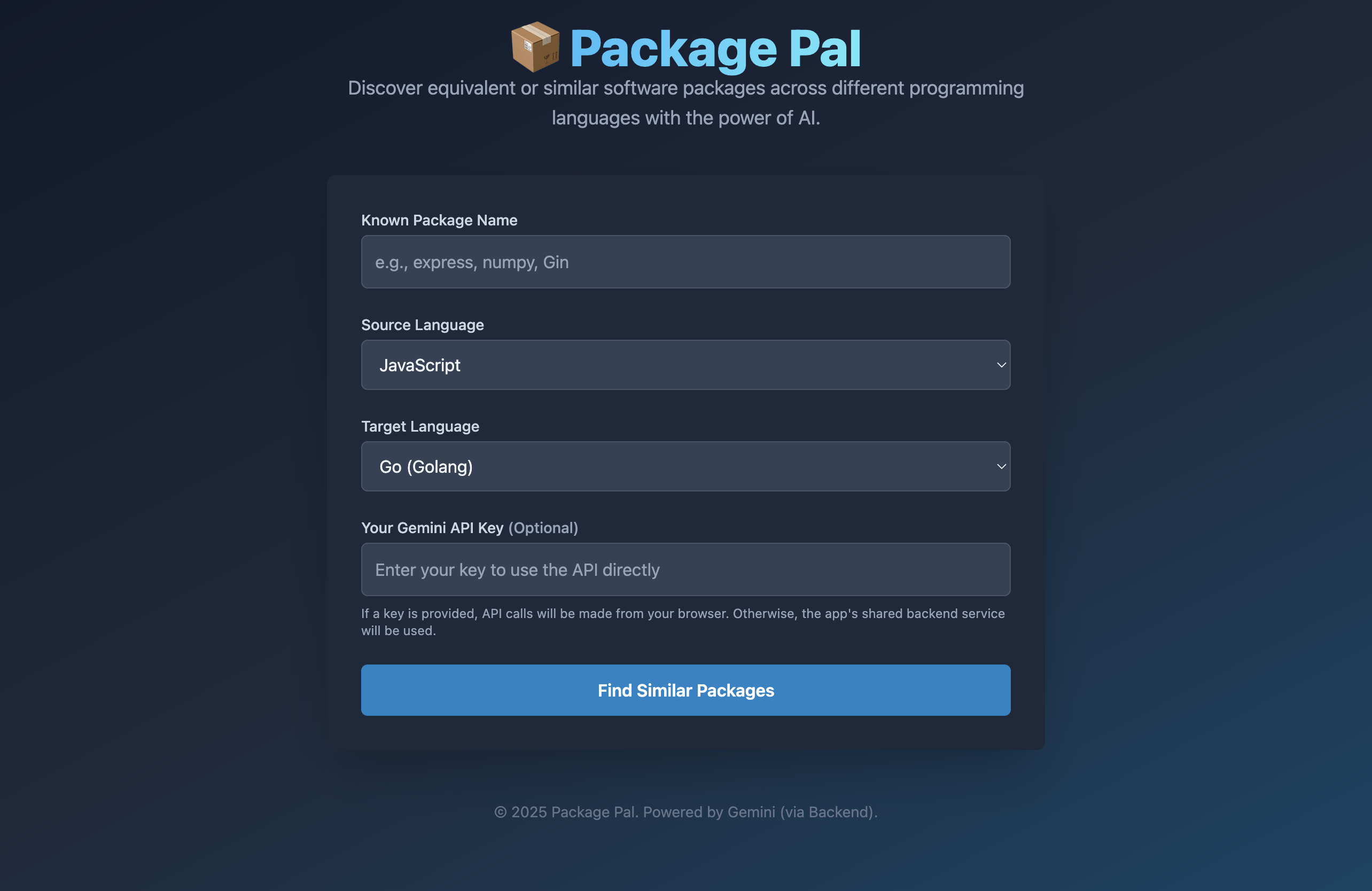 Package Pal - Main screenshot showing features and interface