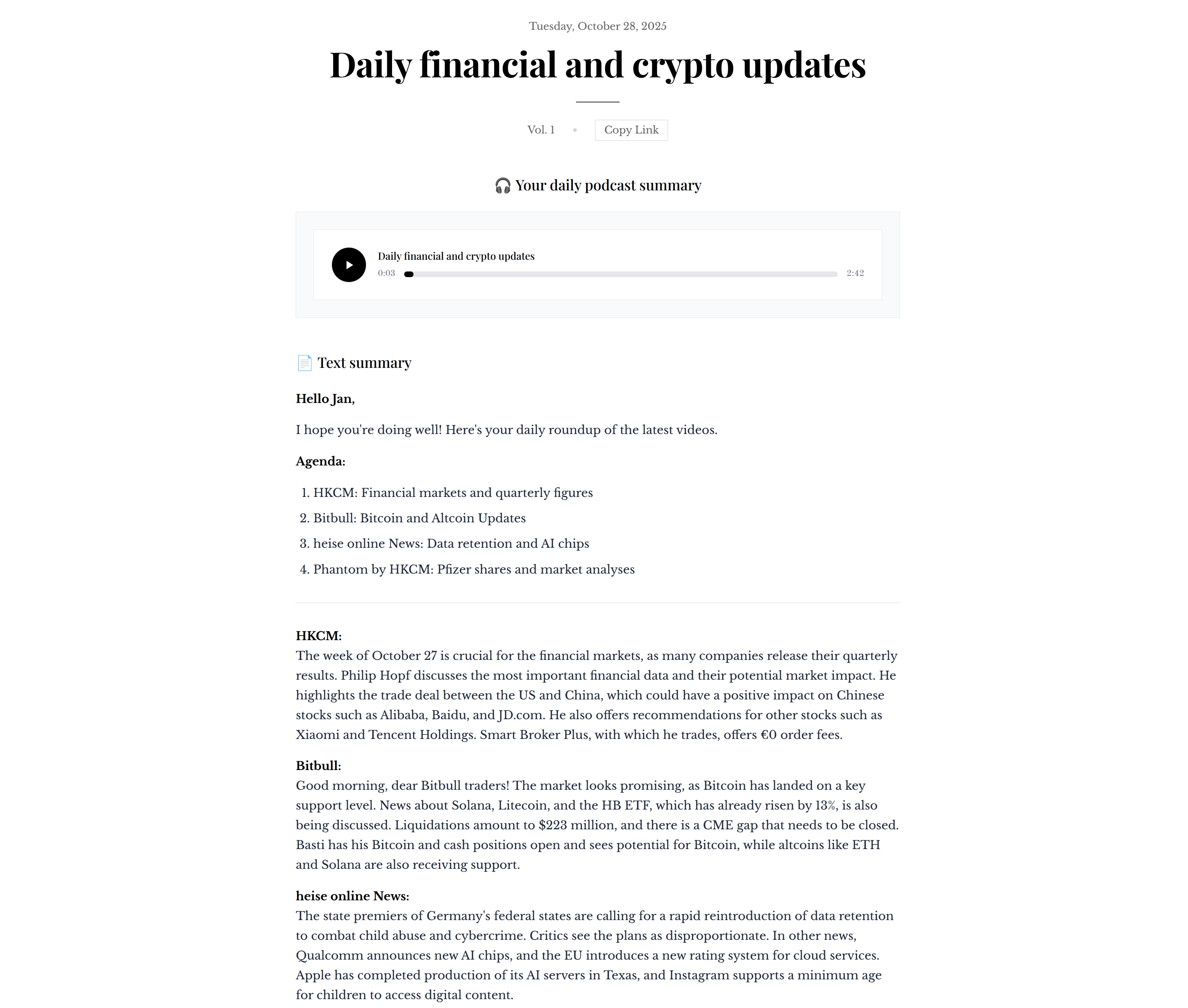 Summify.News - Screenshot 3 showing product features and functionality