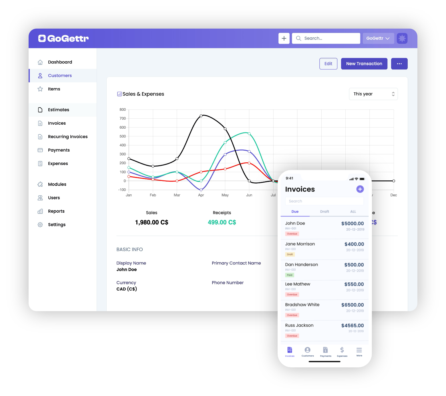 startuptile GoGettr-Your simple all-in-one invoicing and payment tracking tool