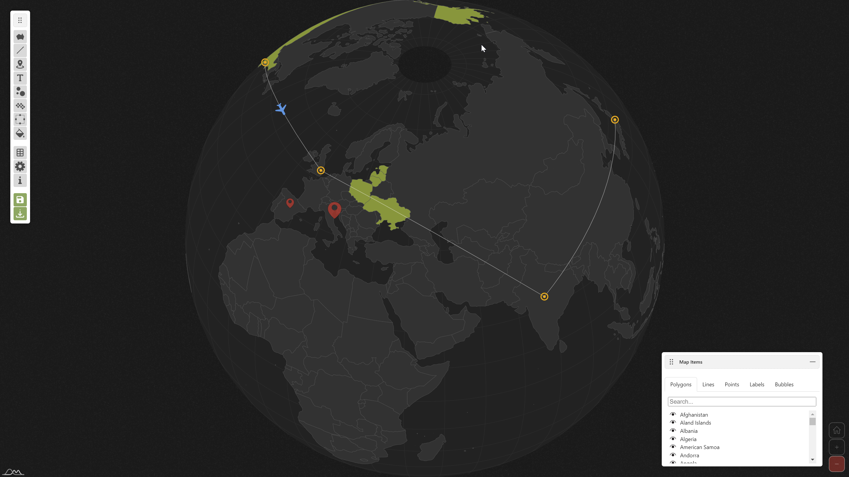 Editor de mapas on -line por AmCharts media 4