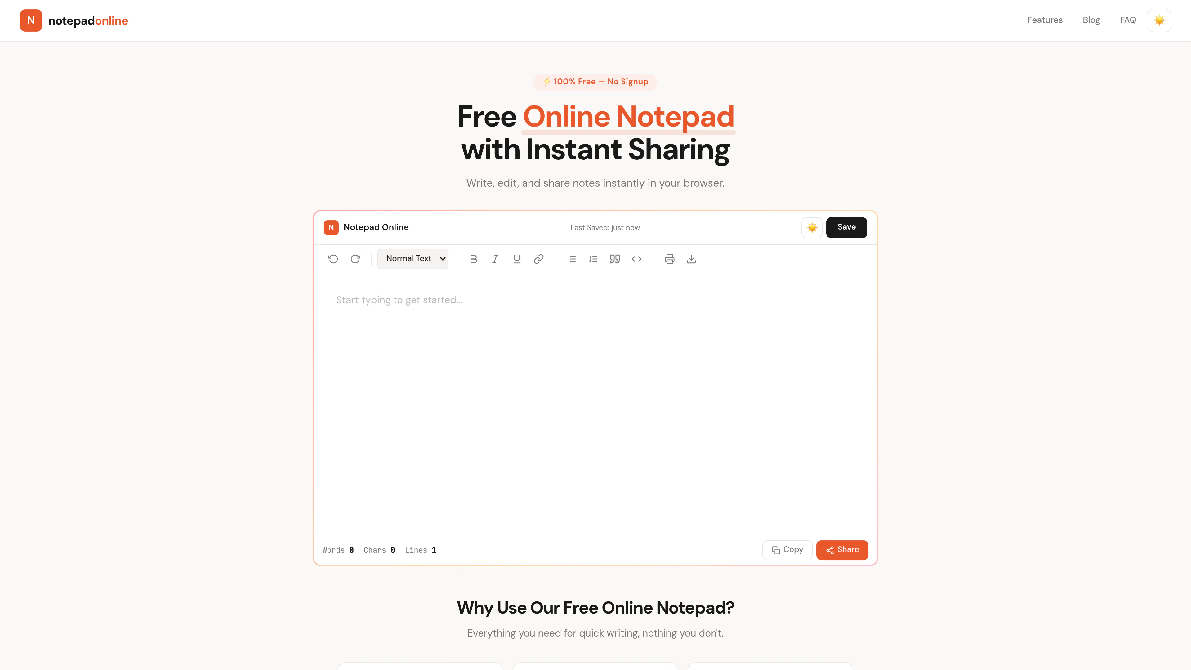 Notepad Online のプロダクトバナー