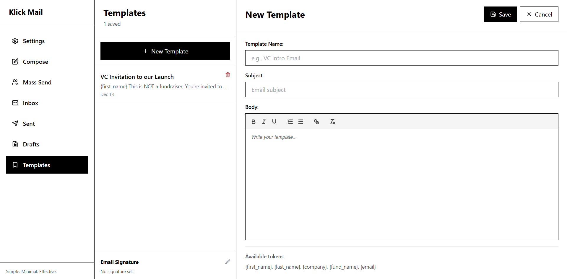 Klick Mail - Screenshot 2 showing product features and functionality
