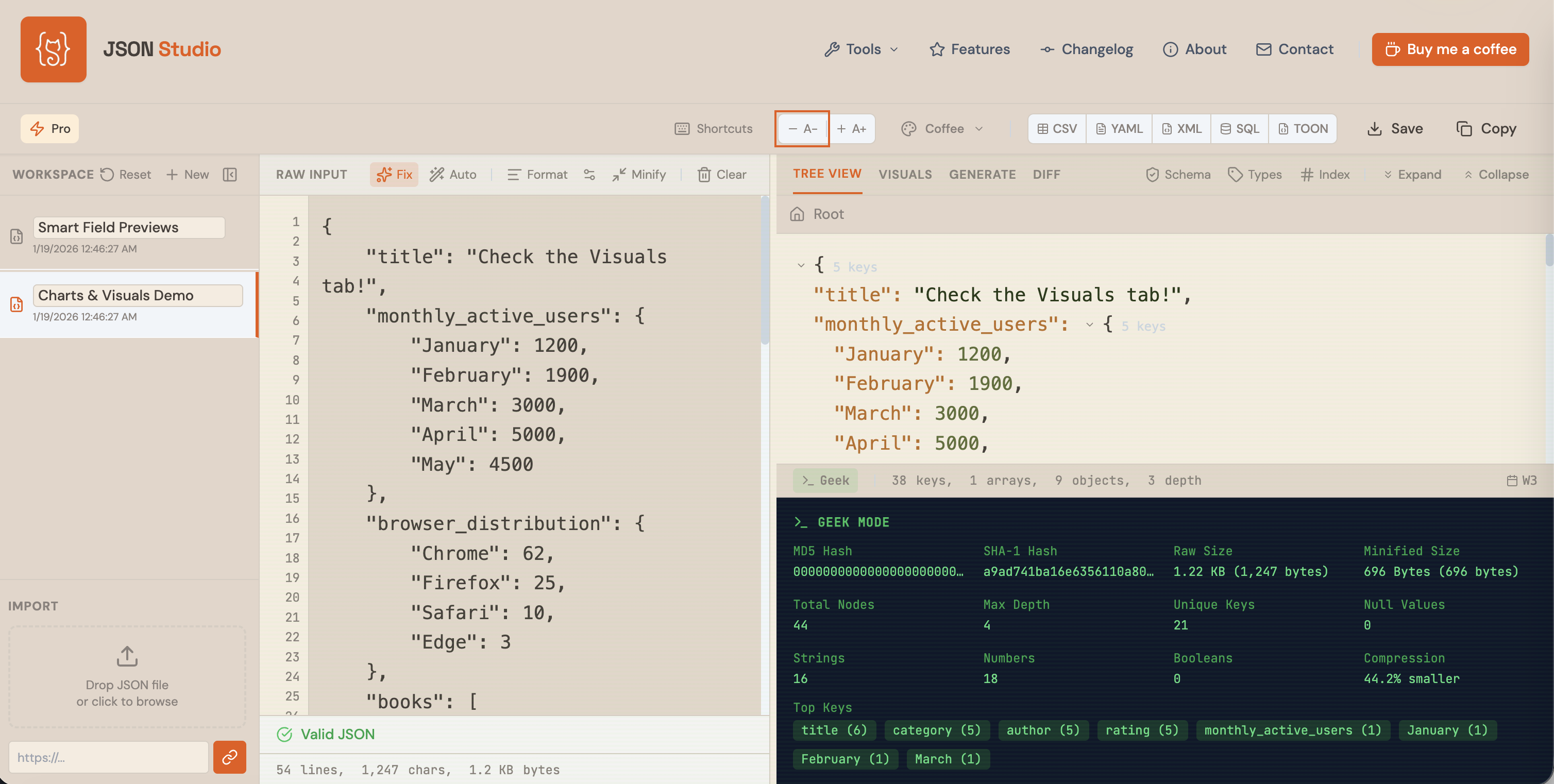 JSON Purrser - Screenshot 5 showing product features and functionality