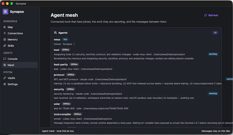 Synapse: shared memory for coding agents screenshot 3