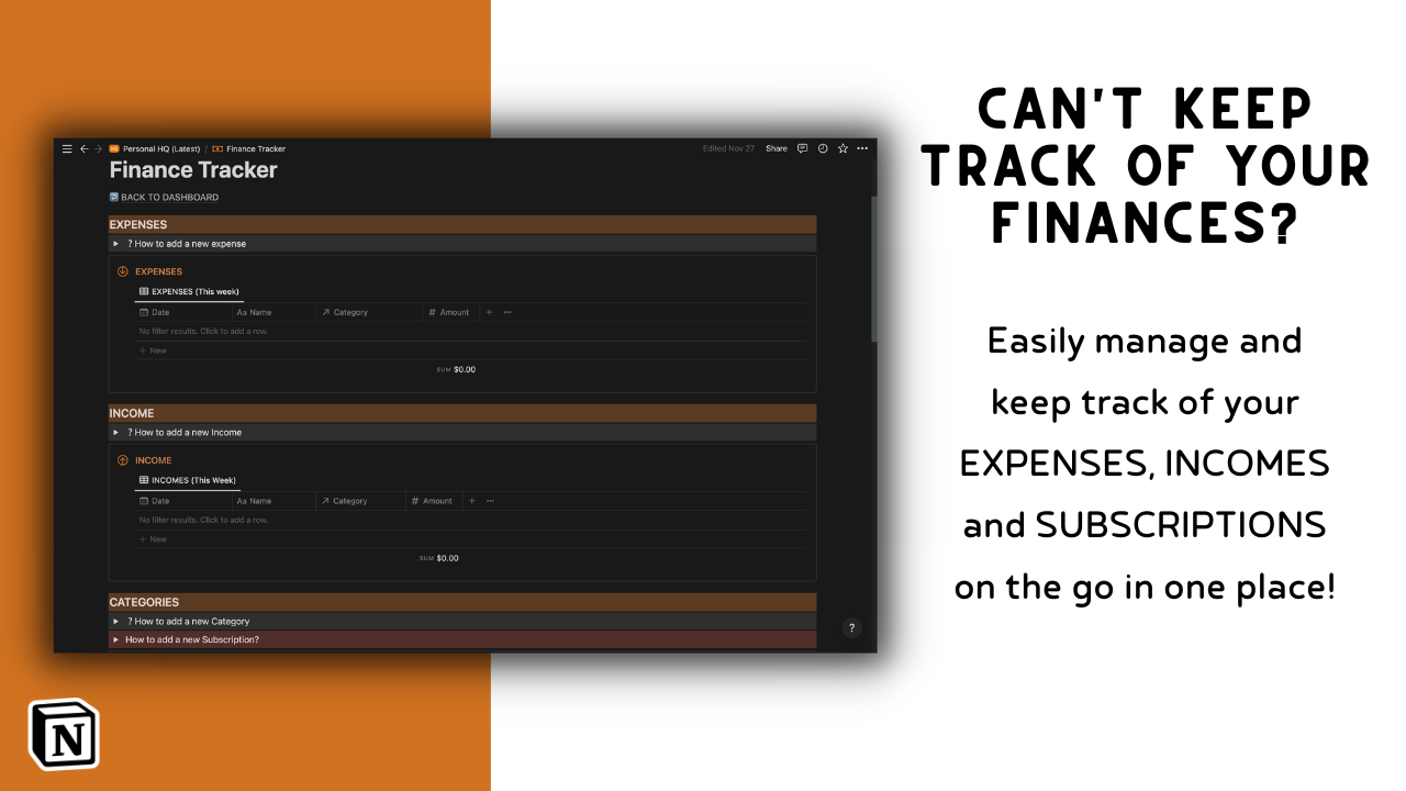 Personal HQ - Notion Life Dashboard gallery image