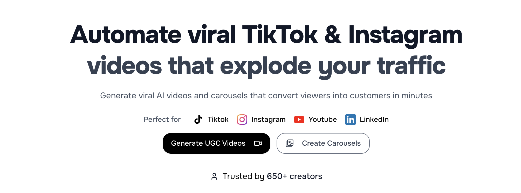 وسائط Carousel & UGC Generator - Reelugc - أتمتة محتوى التسويق الخاص بك مع AI UGC و Carousel 2