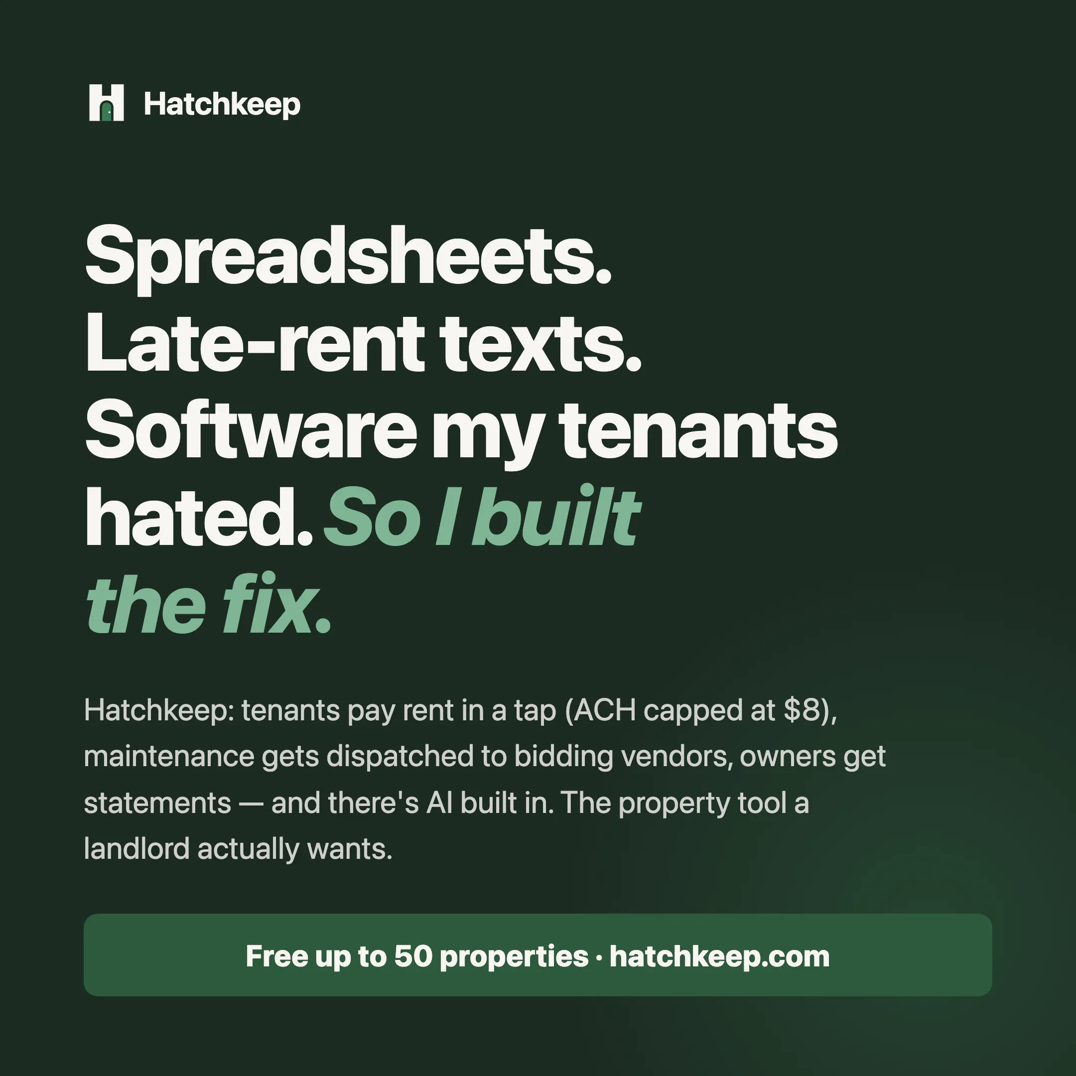 Hatchkeep — Free Property Management  gallery image