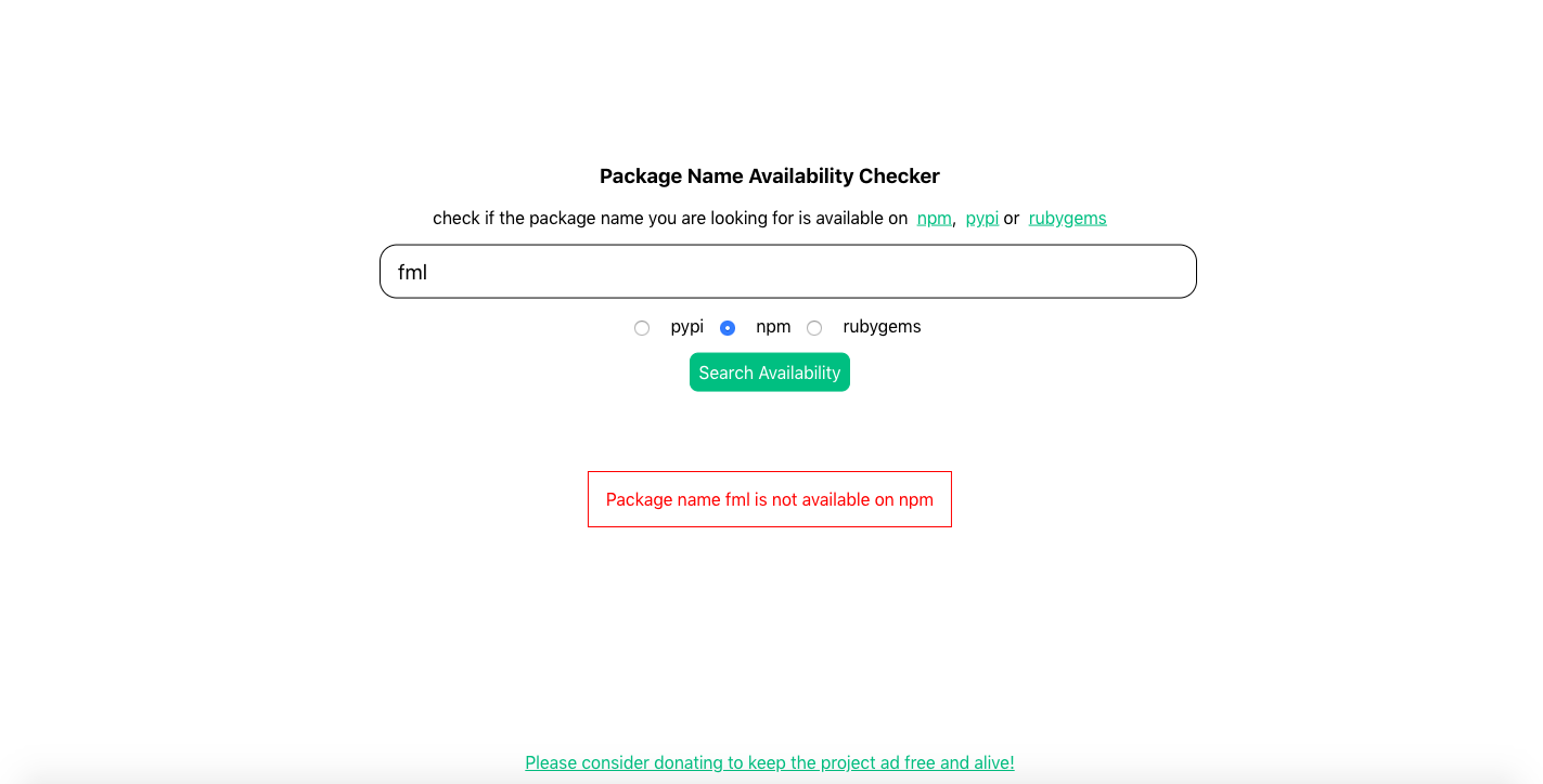 Package name availability checker gallery image