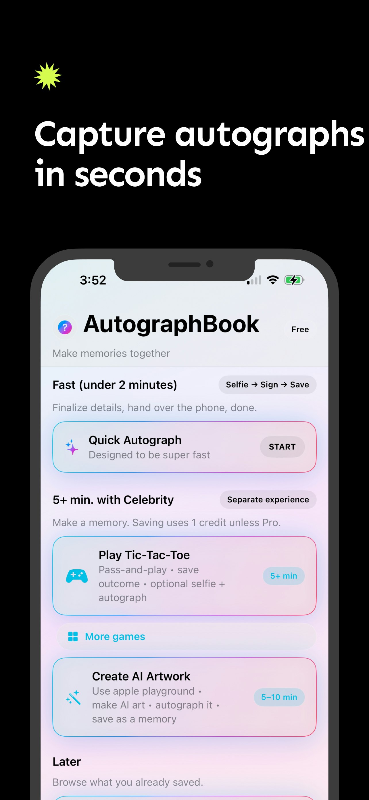 AutographBook - Main product screenshot demonstrating key features and user interface
