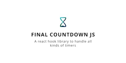 Final Countdown JS ロゴ: Web サイト タイマーの React の力を表す、クリーンでモダンなロゴ デザイン。