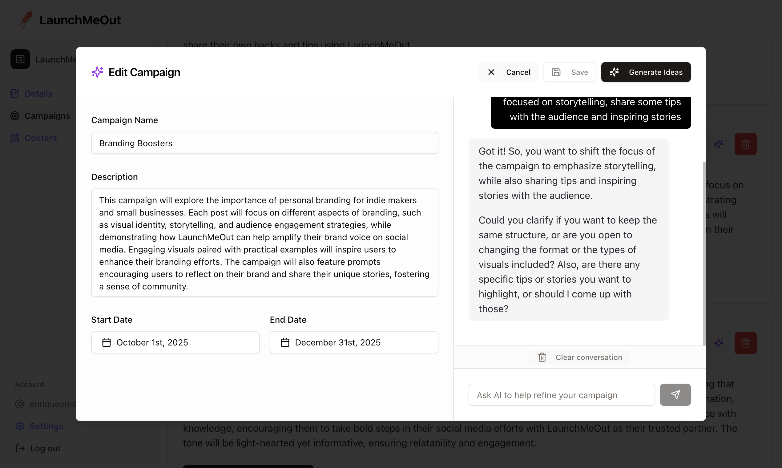 LaunchMeOut - Screenshot 2 showing product features and functionality