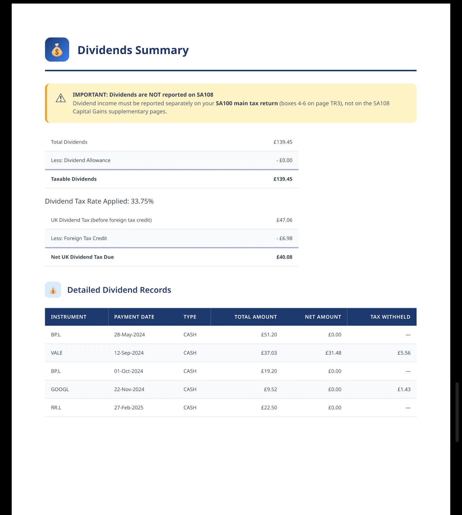 PrompTax - Stocks and Options CGT tool screenshot 6