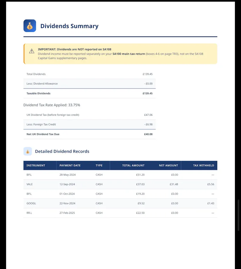 PrompTax - Stocks and Options CGT tool screenshot 6