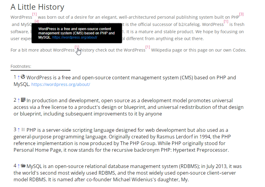 WordPress Footnotes Plugin media 2