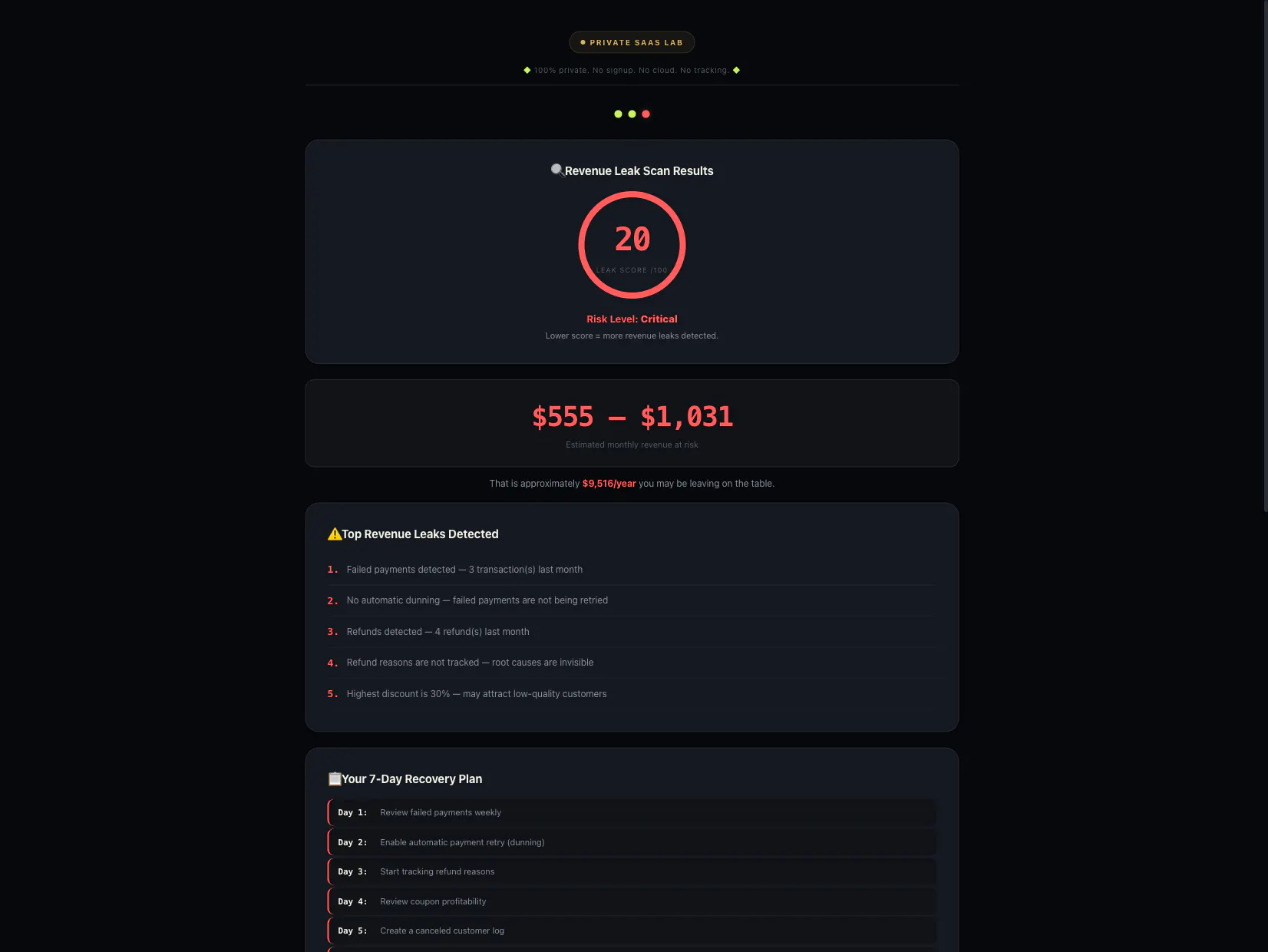 Revenue Leak Scanner — Private SaaS Lab gallery image