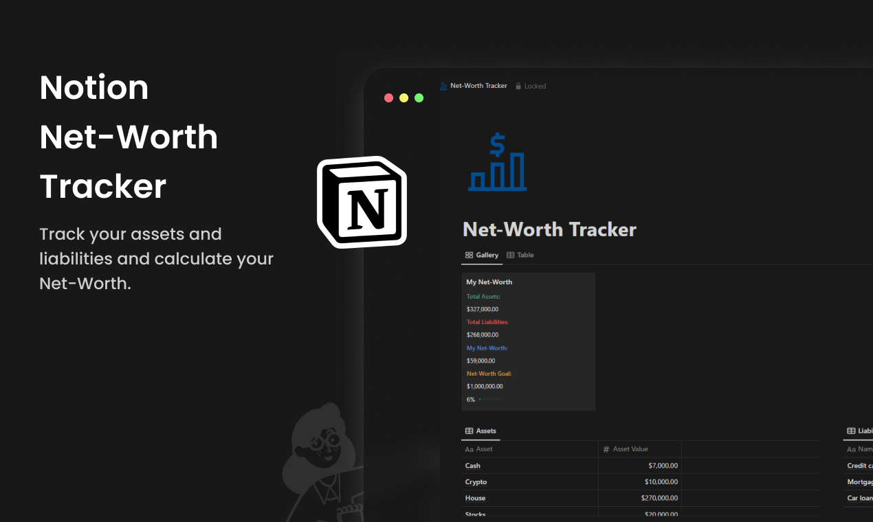 startuptile Notion Net-Worth Tracker-Track your assets and liabilities in one place