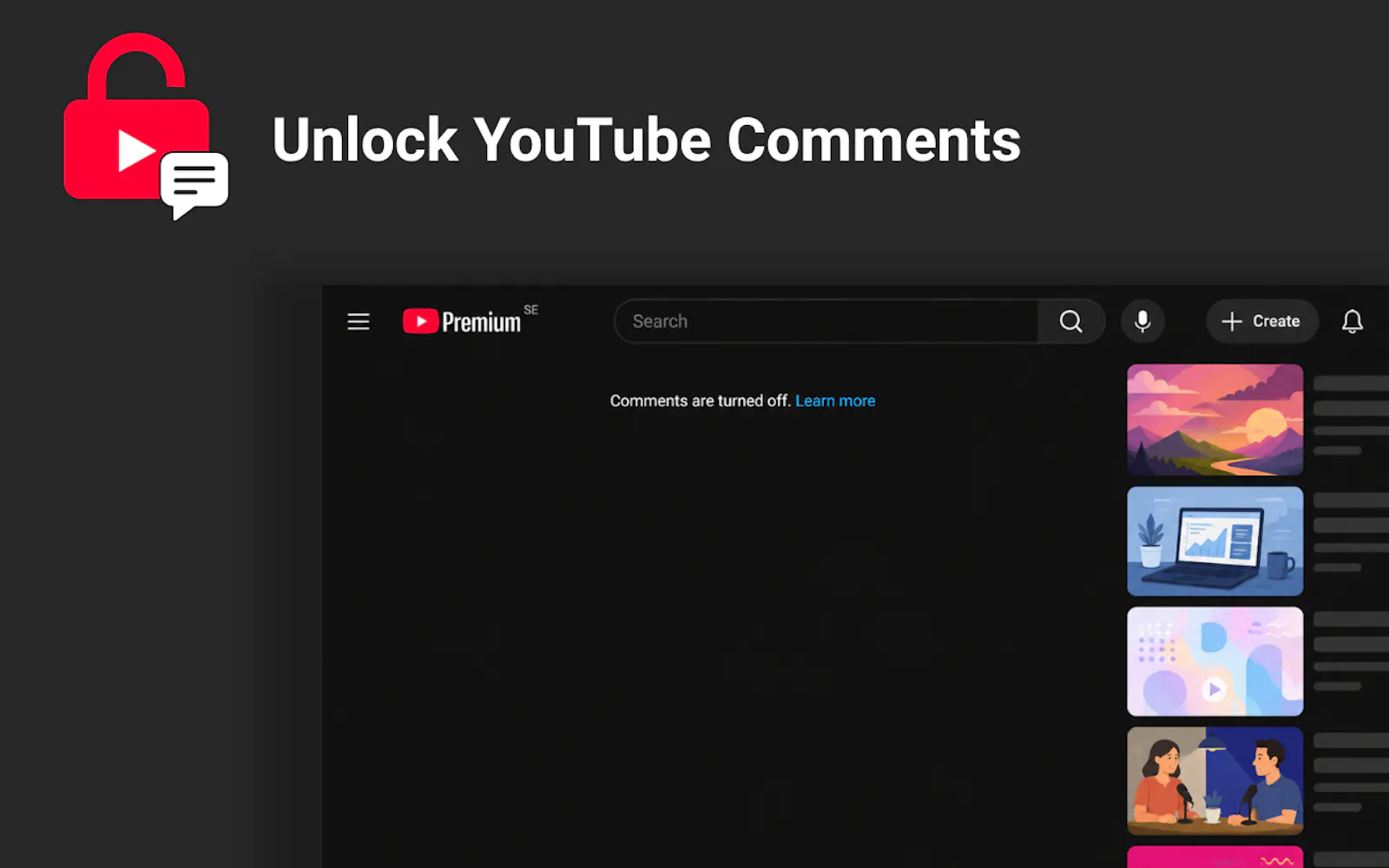 Unlock YouTube Comments screenshot 1