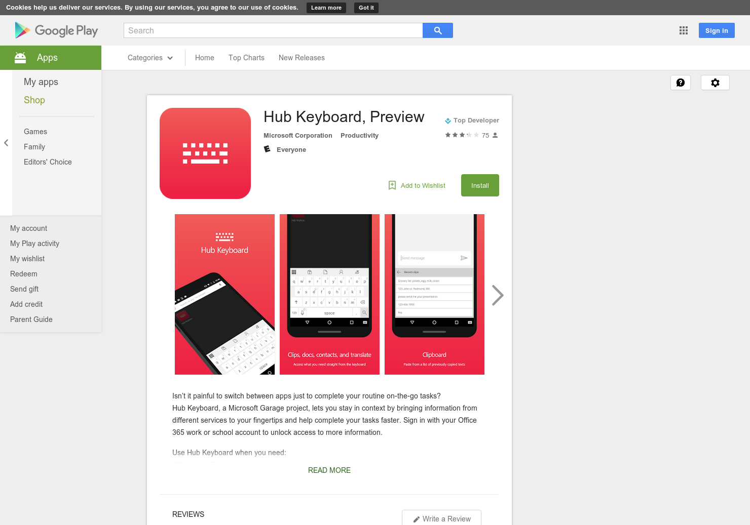 Hub Keyboard from Microsoft gallery image