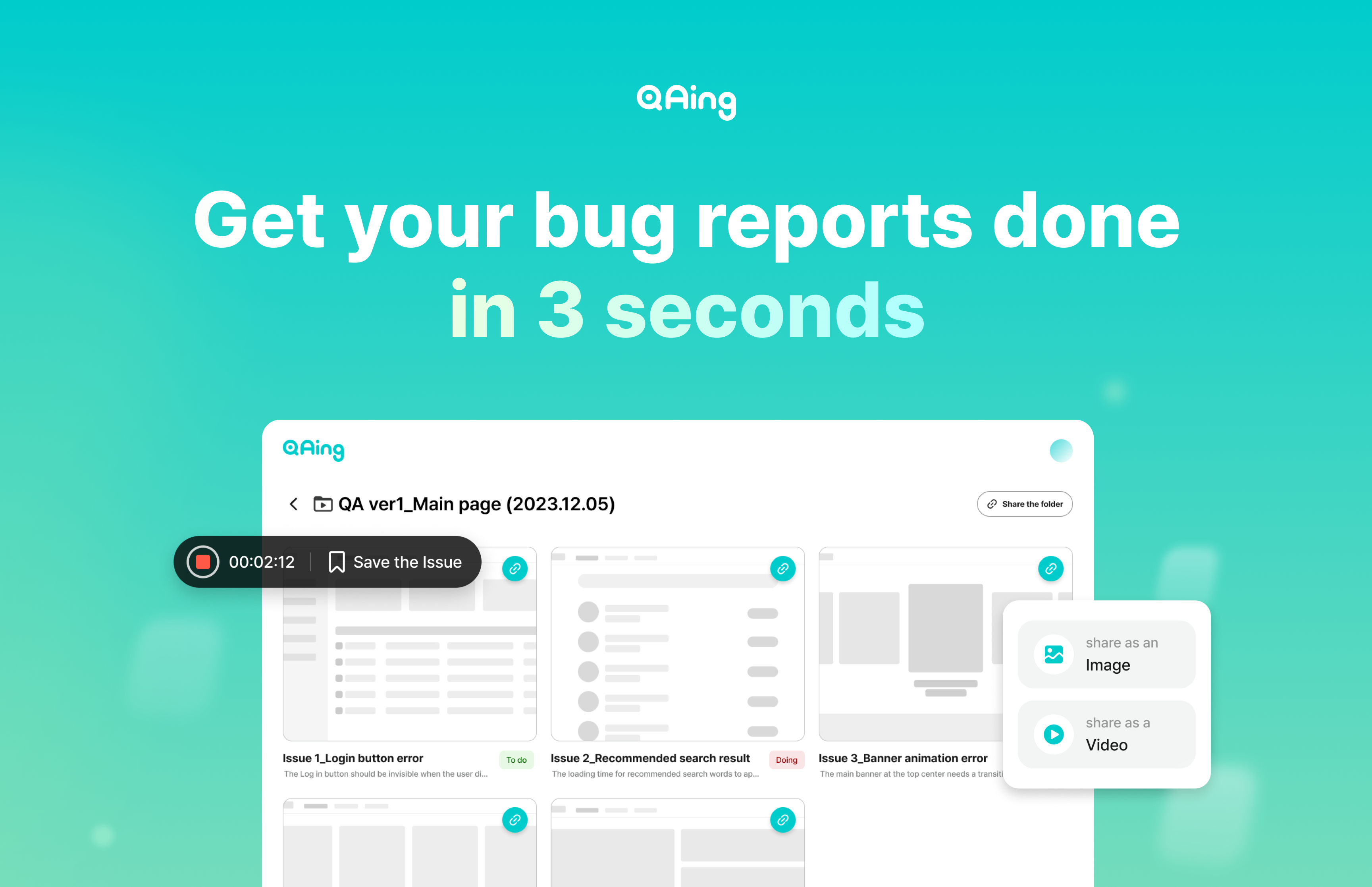 qaing - Get your bug reports done in 3 seconds