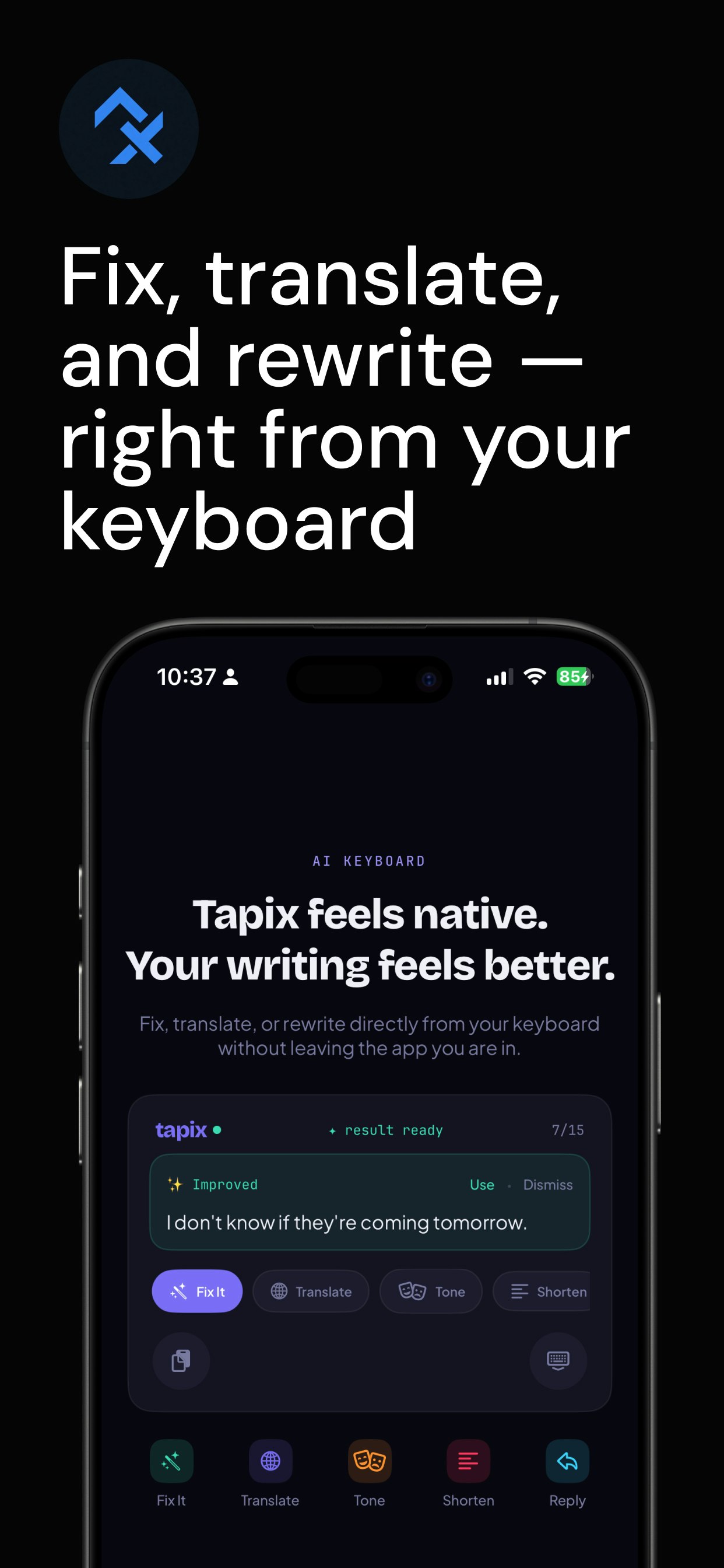 Tapix - Your AI Writing Keyboard  media 1