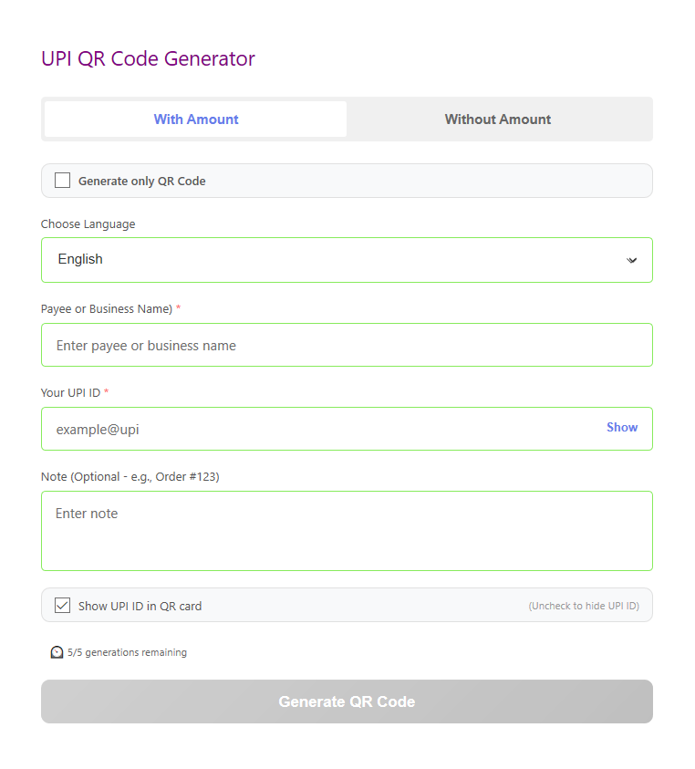 UPI QR Code & Card Generator gallery image