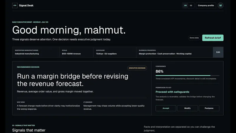 CFO Signal Desk screenshot 1 (video preview)