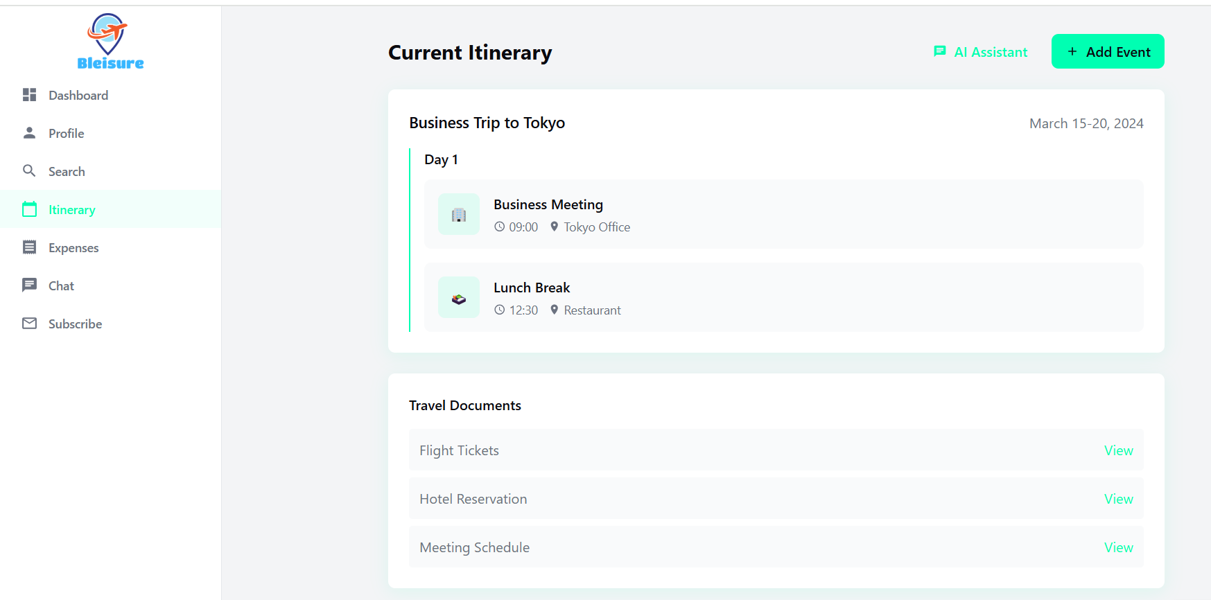 Bleisure.ai Business Traveler Assistant media 3