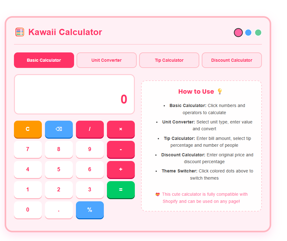 Kawaii Multi-Function Web Calculator
