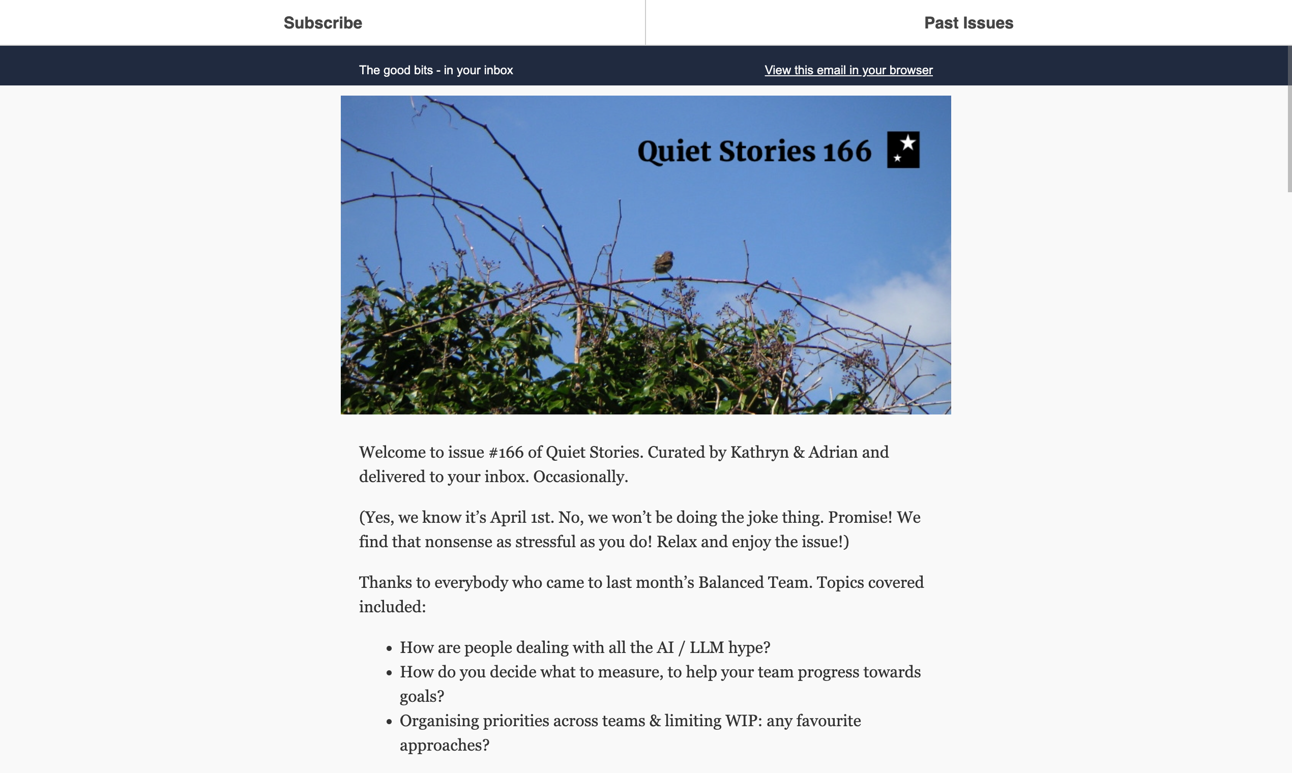Histórias tranquilas Newsletter media 2