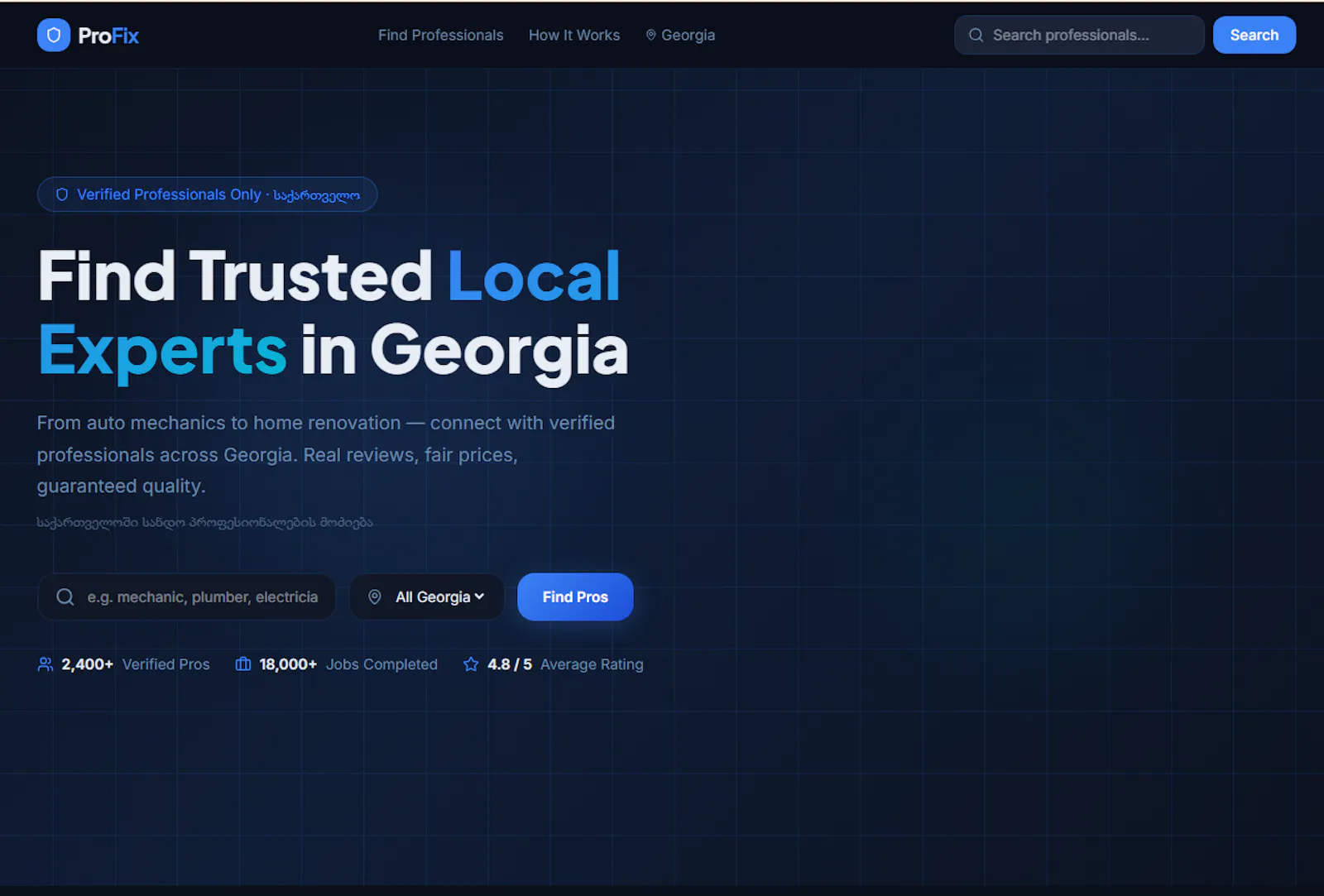 ProFix Website screenshot 2