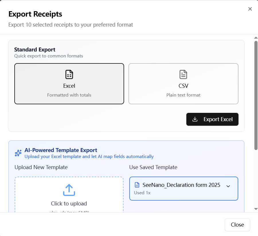 ReceiptSort - Main screenshot showing features and interface