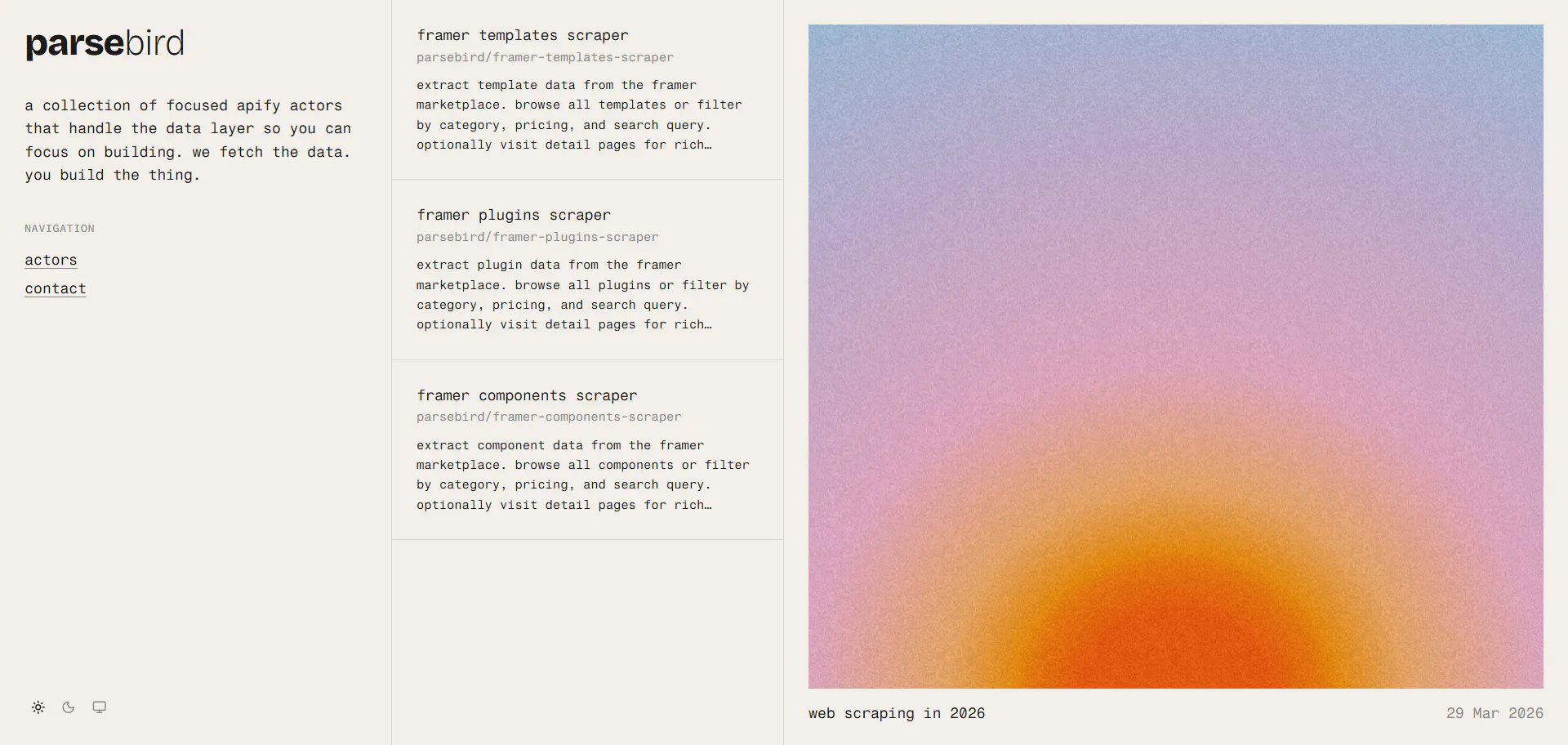 ParseBird — Web Scraping Layers for AI 제품 배너