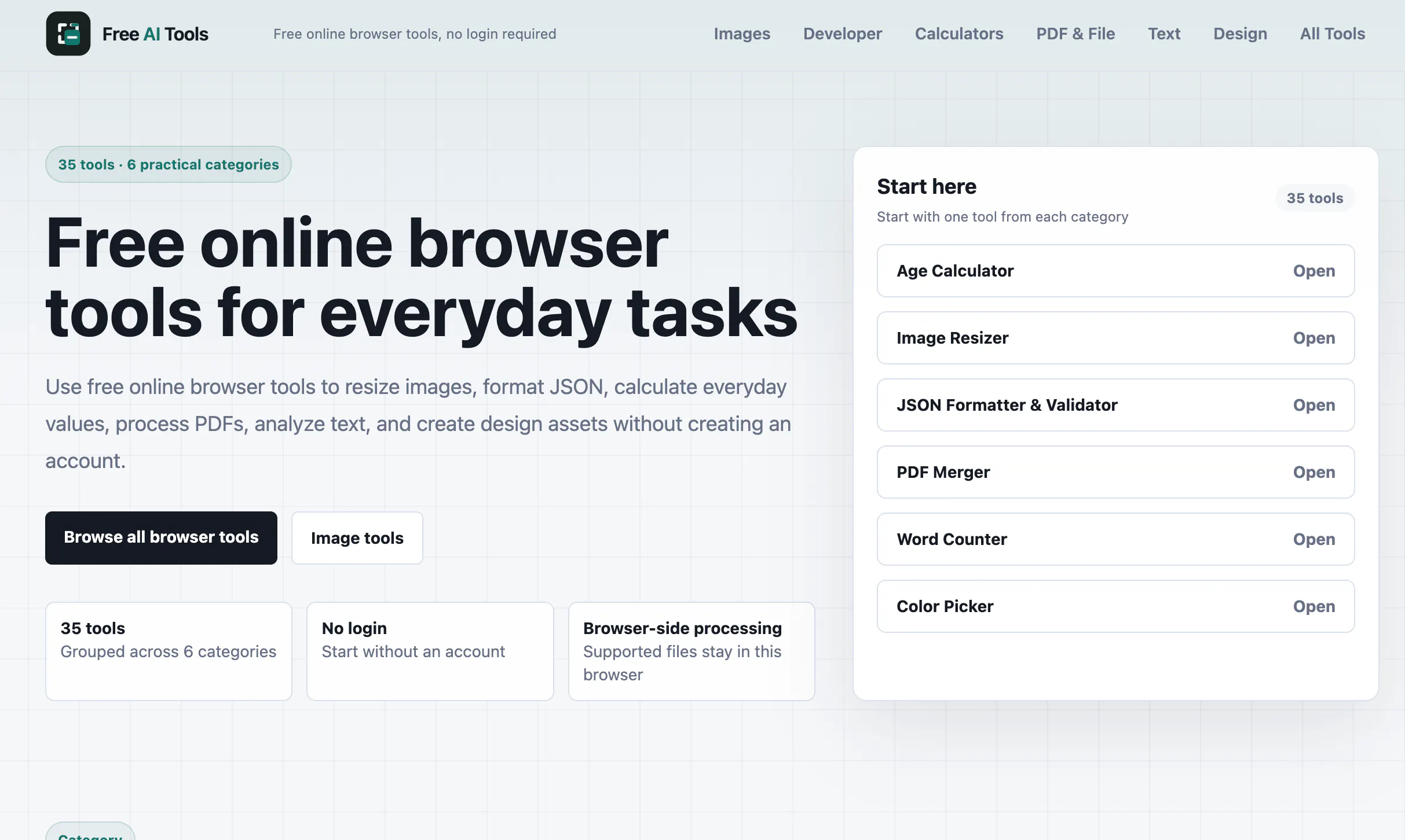 startuptile Free AI Tools-Free browser tools for everyday tasks no login