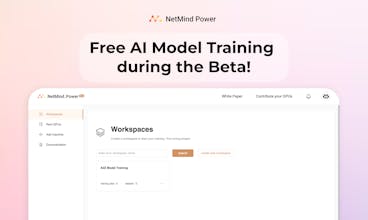 一个 AI 模型在 Netmind Power 的平台上进行训练的图像，突出展示了智能和快速的训练解决方案。