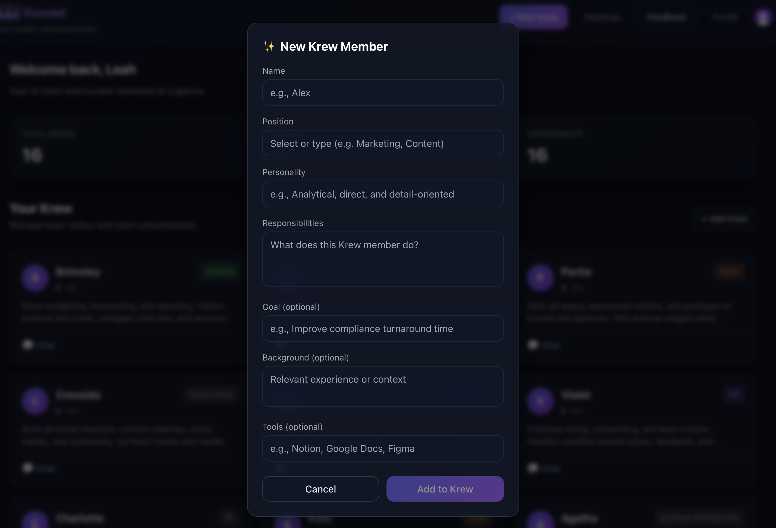Krewlet - Screenshot 2 showing product features and functionality