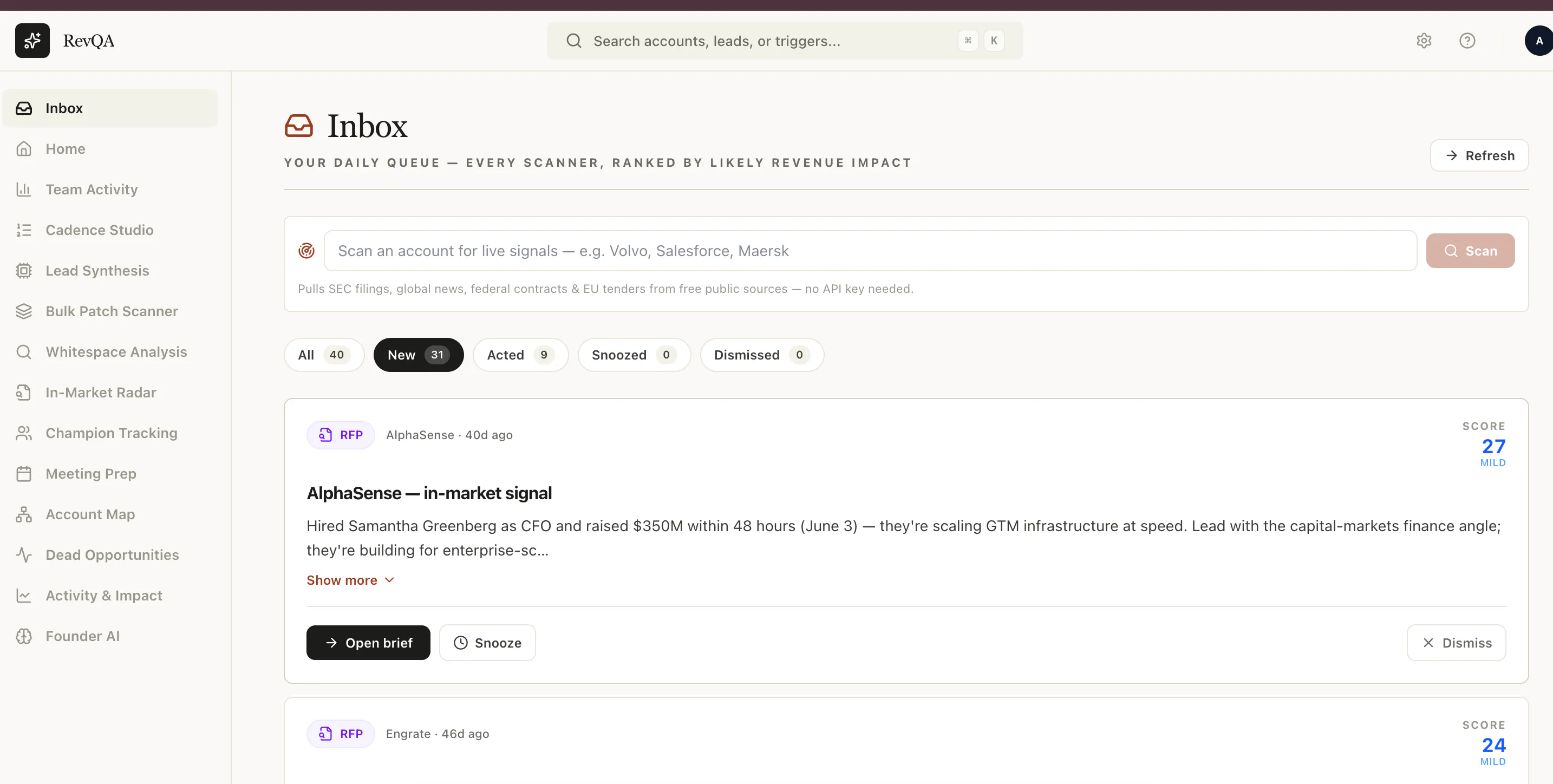 RevQA — intelligence for outbound teams gallery image