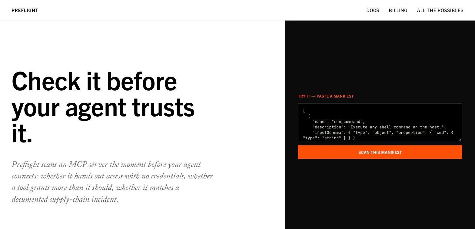 Preflight: MCP server security check gallery image