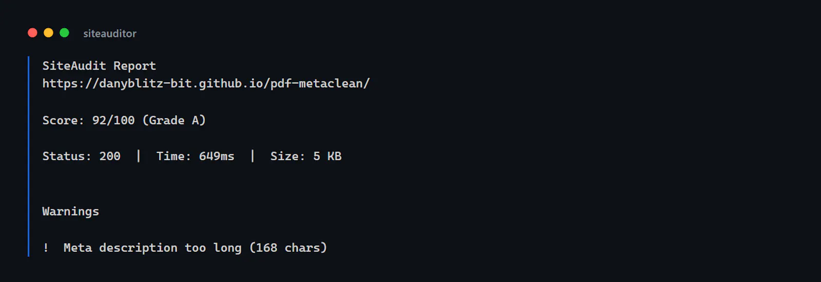 SiteAuditor screenshot 1