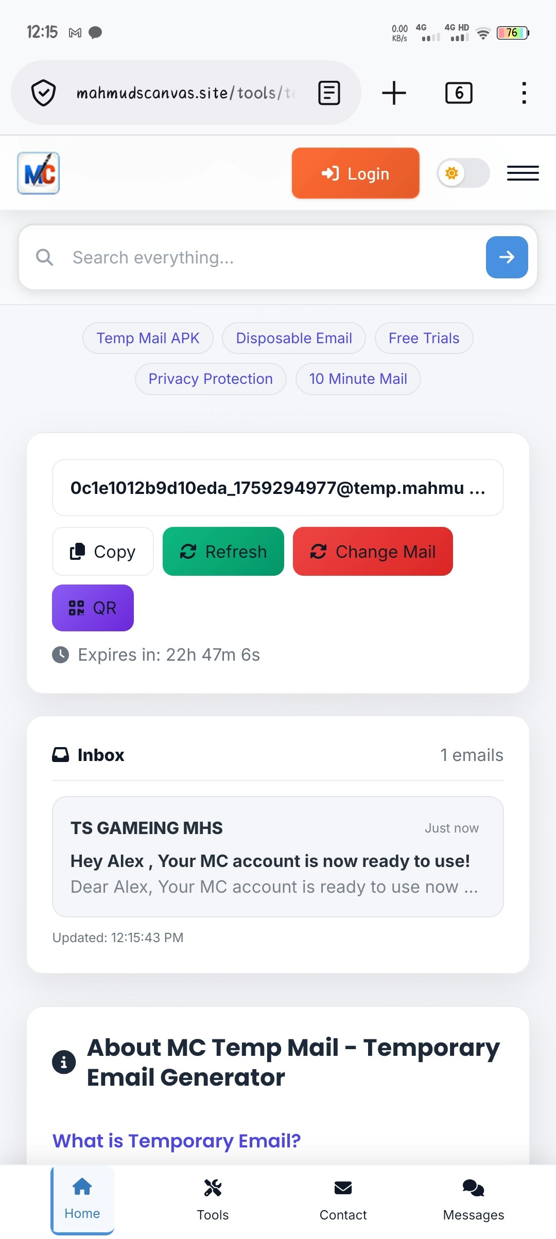 Média Générateur de messagerie temporaire illimité gratuit - MAHMUDS Canvas Temp Mail (MC Temp Mail) 1