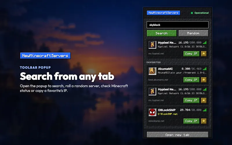 NewMinecraftServers screenshot 2