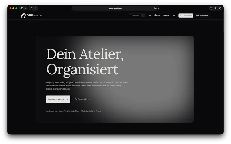 OPUS Studio management for artists screenshot 1