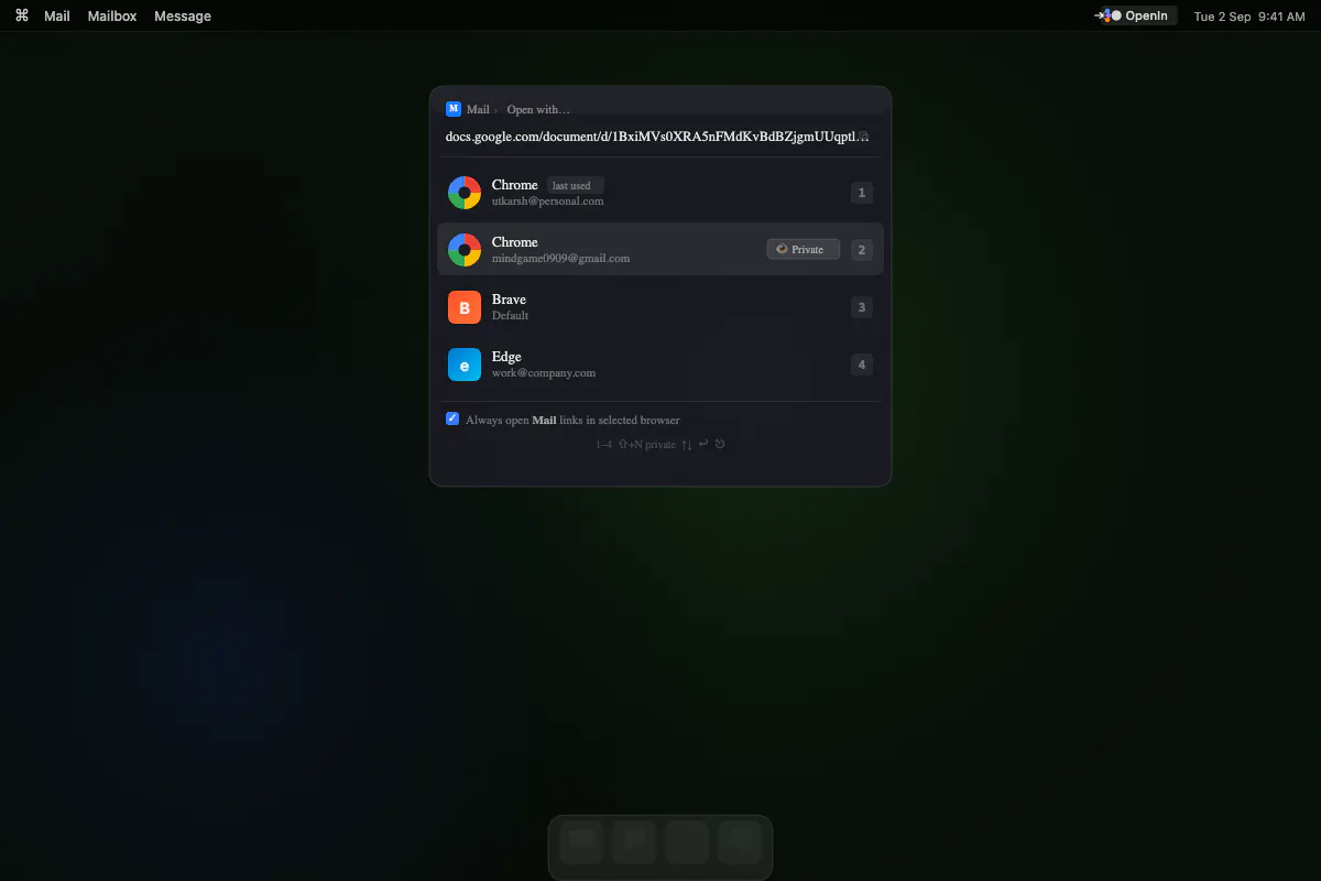 OpenIn screenshot