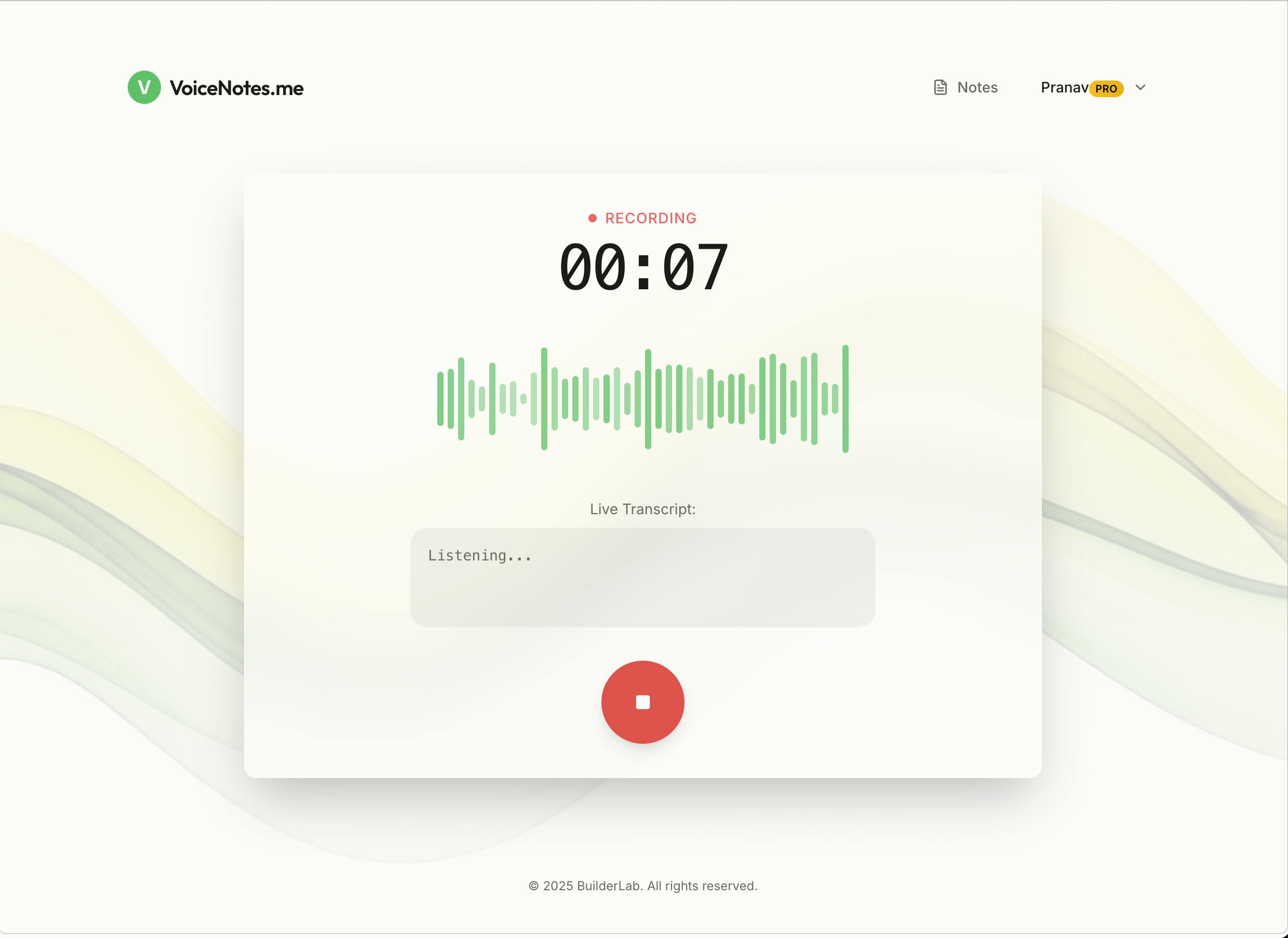 VoiceNotes - Screenshot 2 showing product features and functionality