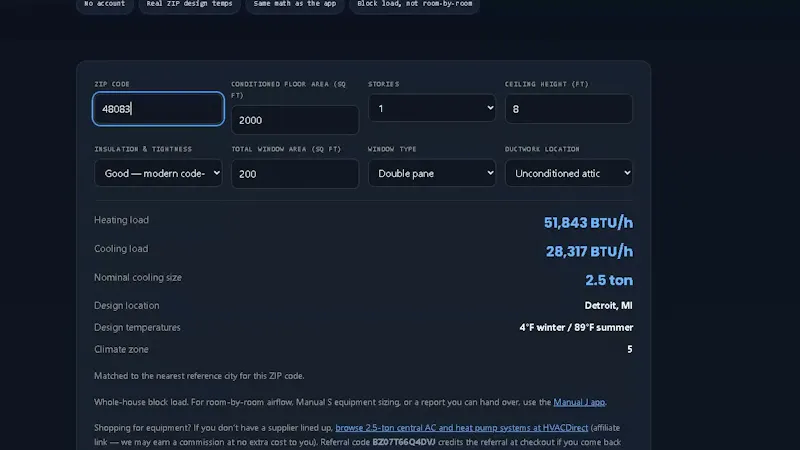 HVAC Load Calculator screenshot 1 (video preview)
